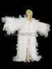 White Ruffle Organza Coat With Jumbo Round Sequin Accents