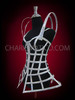 Exotic Heavily Boned Silver Frosted Vinyl Diva Showgirl's Cage Dress