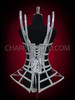 Exotic Heavily Boned Silver Frosted Vinyl Diva Showgirl's Cage Dress