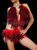 Red Feather Sexy Burlesque Salsa Dress