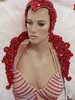 White Red  Sequin Feather  Headdress And Collar Set