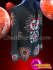 Ruby And Rhinestone Embellished Blue Trimmed Black Elvis Suit Jacket