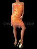 Classy Summery Orange Shimmering Sequin Dance Dress With Beaded Fringe