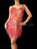 Fiery Hot Red Iridescent Sequin Dance Dress With Beaded Fringe