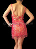 Fiery Hot Red Iridescent Sequin Dance Dress With Beaded Fringe