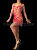Fiery Hot Red Iridescent Sequin Dance Dress With Beaded Fringe