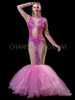 Daring Nude Illusion Sexy Sequin And Crystal Pink Mermaid Gown