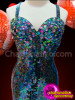Sexy Sleek Black Iridescent Sequin Covered Ball Gown