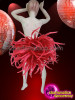 Exotic Flashy Showgirl's Ruby Crystal Covered Red Feather Belt Buttock