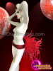 Exotic Flashy Showgirl's Ruby Crystal Covered Red Feather Belt Buttock