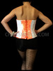 Neon Orange And Reflective White Sequin Zipper Front Showgirl's Corset