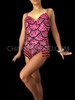 Fuchsia Sequined Black Scale Pattern Leotard