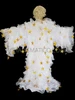 White Organza Drag Queen Ruffle Coat With Large Gold Star Sequin