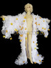 White Organza Drag Queen Ruffle Coat With Large Gold Star Sequin