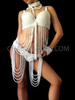 Shimmering Pearl Beaded Gogo Bra And Matching Thong Burlesque Costume