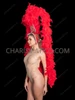 Red Tall Feather Boa Showgirl's Headdress