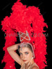 Red Tall Feather Boa Showgirl's Headdress