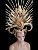 Exotic Golden Glitter Arrow Headdress with Crystal Accents