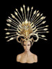 Exotic Golden Glitter Arrow Headdress with Crystal Accents