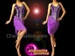 Sexy Purple Fringe Crystal Sequin Halter Style Latin Dance Dress