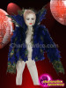 Deep Royal Blue Feather Diva Jacket With Peacock Plume Accents