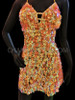 Iridescent Orange And Gold Jumbo Sequin Halter Latin Dance Dress