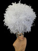 Crystal Cap Accented Poofy White Soft Boa Feather Diva Headdress