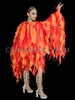Orange And Red Flame-Ruffle Shimmering Organza Tissue Drag Queen Jacket
