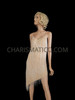 Diva's Sexy Shimmering Beaded Nude Toned Asymmetrical Latin Dance Dress