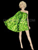 Iridescent Jumbo Sequin Covered Lime Green Asymmetrical Wing Mini Dress