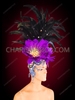 Beautiful Flower Styled Purple And Black Feather Headdress With Crystals
