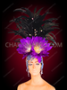 Beautiful Flower Styled Purple And Black Feather Headdress With Crystals