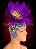 Beautiful Flower Styled Purple And Black Feather Headdress With Crystals