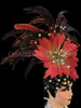Beautiful Flower Styled Red And Black Feather Headdress With Crystals