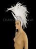 White Feather Crystal And Pearl Unicorn Horn Showgirl's Cabaret Headdress