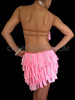 Pink Silver Accented Ribbon Fringe Dress With Asymmetrical Sequin Top