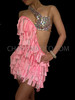 Pink Silver Accented Ribbon Fringe Dress With Asymmetrical Sequin Top