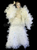 White Organza Ruffle Diva Jacket With Matching Floor Length Skirt