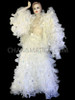 White Organza Ruffle Diva Jacket With Matching Floor Length Skirt
