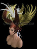 Metallic Brown And Gold Glitter Winged Mohawk Headdress With White Feathers