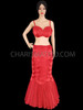 Red Mermaid Costume With Flared Skirt And Sexy Shell Bra