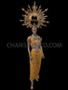 Exotic Ruby Crystal Accented Golden Embroidered Yellow Thai Costume Set