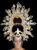 Exotic Iridescent Crystal Accented Metallic Golden Thai Goddess Costume Headdress