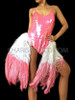 Shimmering Pink Sequin Leotard With Pink Dipped Ostrich Plume Hip