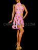 Sexy Shimmering Soft Pink Iridescent Beaded Halter Cutout Dance Dress