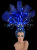 Crystal Accented Royal Blue Led Light Up Showgirl's Cabaret Headdress