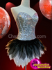 Metallic Silver Sequin Corset With Black And White Organza Tutu