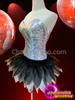 Metallic Silver Sequin Corset With Black And White Organza Tutu
