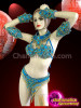 Complete Sky Blue Crystal And Gold Beaded Brazilian Samba Costume