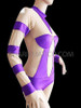 Nude Based Shimmering Cutout Illusion Purple Band Diva Dance Leotard